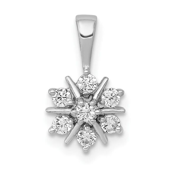 Kazi Luxury 14k White Gold 1/4ct Diamond Floral Pendant